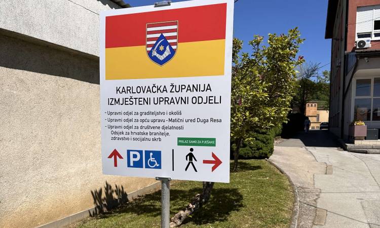Uredi Karlovačke županije u Dugoj Resi privremeno preseljeni